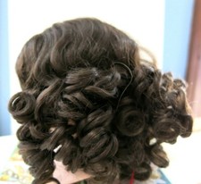 SIZE 7 PAIGE MEDIUM BROWN ANTIQUE MODERN DOLL WIGS SYNTHETIC MOHAIR