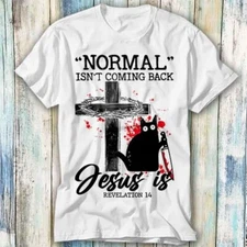 Black Cat Normal Isn’t Coming Back Jesus T Shirt Meme Gift Top Tee Unisex 1145