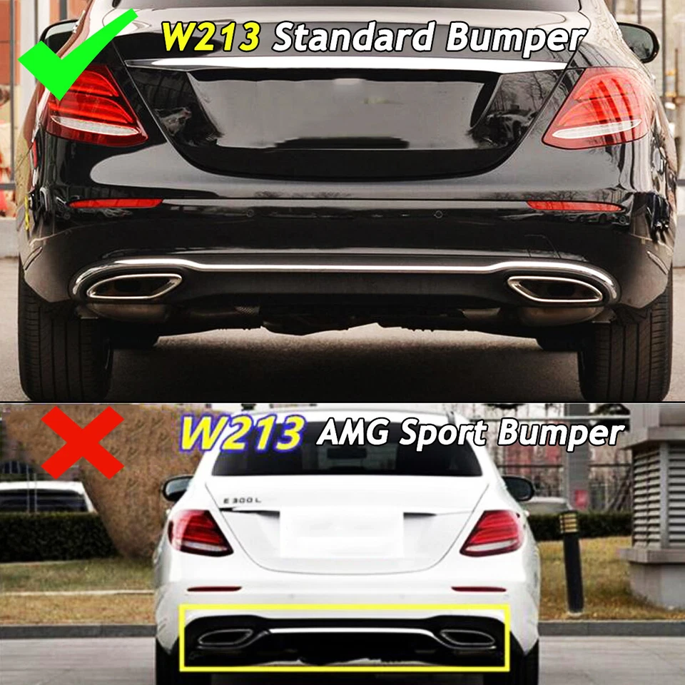 For Mercedes Benz E Class W213 16-20 Standard Bumper Rear Diffuser w/Exhaust Tip Foto 2 de 4