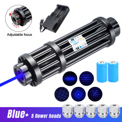 High Power 450nm Blue Burning Laser Pointer Adjustable Visible Dot Light Torch