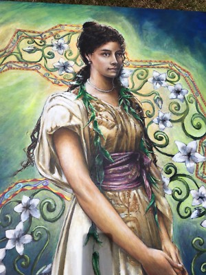 Victoria Ka iulani Cleghorn 44 x72  Acrylic On Camvas By Maui Artist Matt Holton