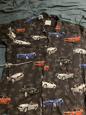 david carey shirt mens 2xl gray aop modern ford mustangs hawaiian style
