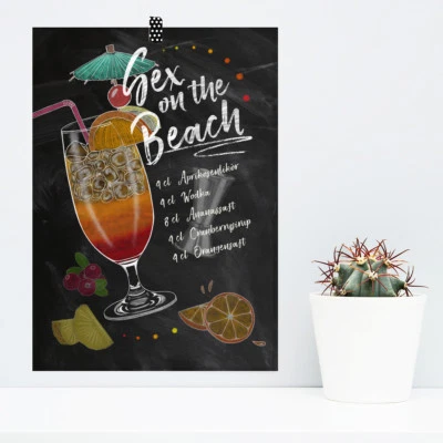 JUNIWORDS Poster "Cocktail Sex on the Beach" Bar Getränke Alkohol DIN A4 A3 A2  - Bild 1 von 4