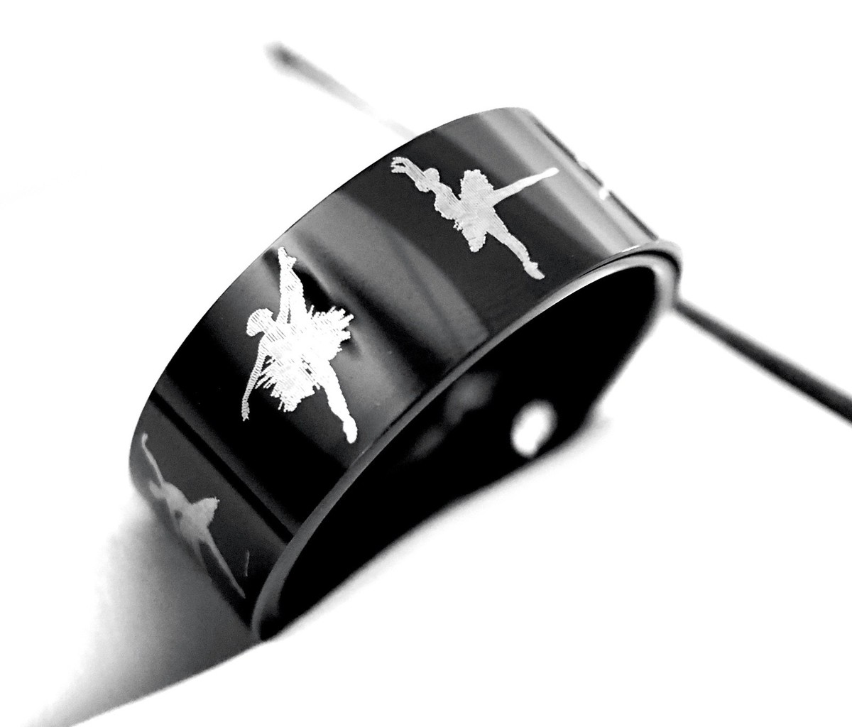Balerine Engraved Black Tungsten Ring Women Wedding Bands Women Engagement  Ring