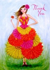 Papyrus Bella Pilar Girl Thank You Notecard Greeting Card RARE