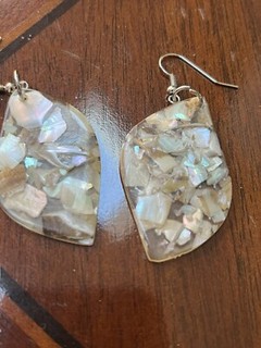 Lightweight Drop Earrings Eggshell Color With Iridescent Designs From Morocco!