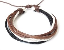 NEW Leather Hemp Surfer Bracelet Wristband Cuff Slip Knot Men's Jewelry