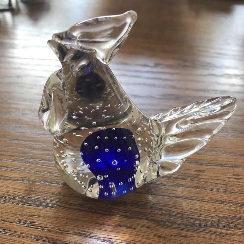 Vintage Hand Blown Rooster Bubble Art Glass Paperweight