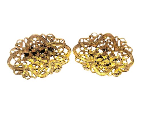 Vintage Rhinestone Filigree Shoe Clips Antiqued Gold Tone Art Deco Revival Pair Art Deco Gold Vintage Shoe Shoe Clips for sale | eBay main image 4