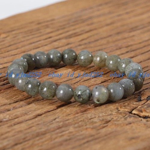 Natural Labradorite Stone Bracelet 8mm Gray Crystal Stretch Bracelet Handmade - Picture 12 of 12