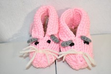 Handmade Slipper's Pink Mouse Crochet Knit Girl's