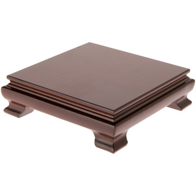 Plymor Walnut Square Wood Footed Base, 5.5'' W x 1.5'' H (5'' Display Area), 2 Pack