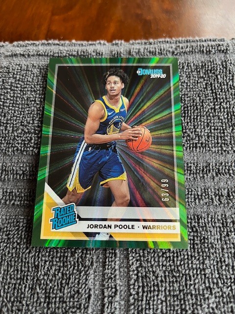 2019/20 Jordan Poole Donruss Green Holo Laser Rated Rookie #63/99 "SUPER RARE"