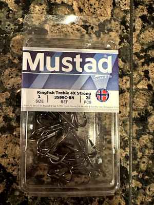 Mustad Kingfish Treble 4x Strong Size 1 3599-BN