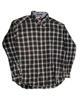 VTG Tommy Hilfiger Men s Long Sleeve Blue Green Plaid Button Down Size XL