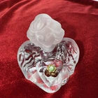 Fenton Crystal Frosted Guardian Angel With Amethyst Green Colored Jewel Glass