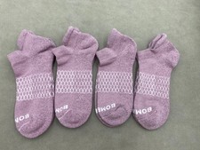 Bombas Women Size M Honeycomb Solid Ankle Socks 4 Pairs Light purple