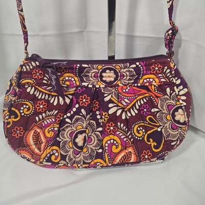 Vera Bradley Plum boho Quilted Cotton Crossbody Bag Purple Paisley Floral Purse