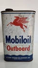 VINTAGE ORIGINAL ANTIQUE GAS AND OIL  MOBILOIL CAN 1950's.FULL.