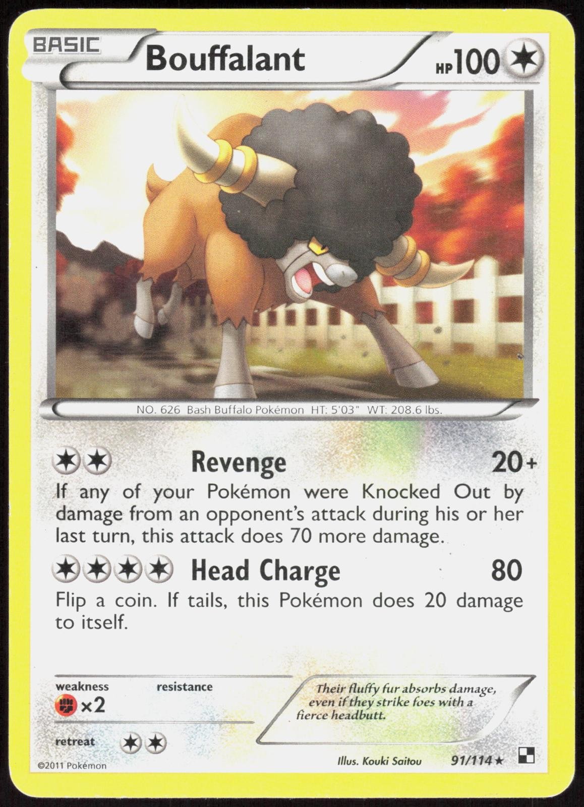 Black & White Bouffalant 91/114 Rare Pokemon MP