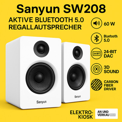   Sanyun SW208 Aktive Bluetooth 5.0 Regal Lautsprecher PC Computer   3  60W  