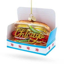 Chicago Style Hot Dog Glass Ornament