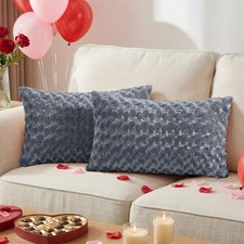 Decorative Throw Pillow Covers 12x20 Inch Set of 20" x 12" Pack of 2 Grey