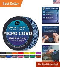 Micro Paracord   1.18 mm X 125 ft   Micro Utility Cord   Thin Braided Paracor...