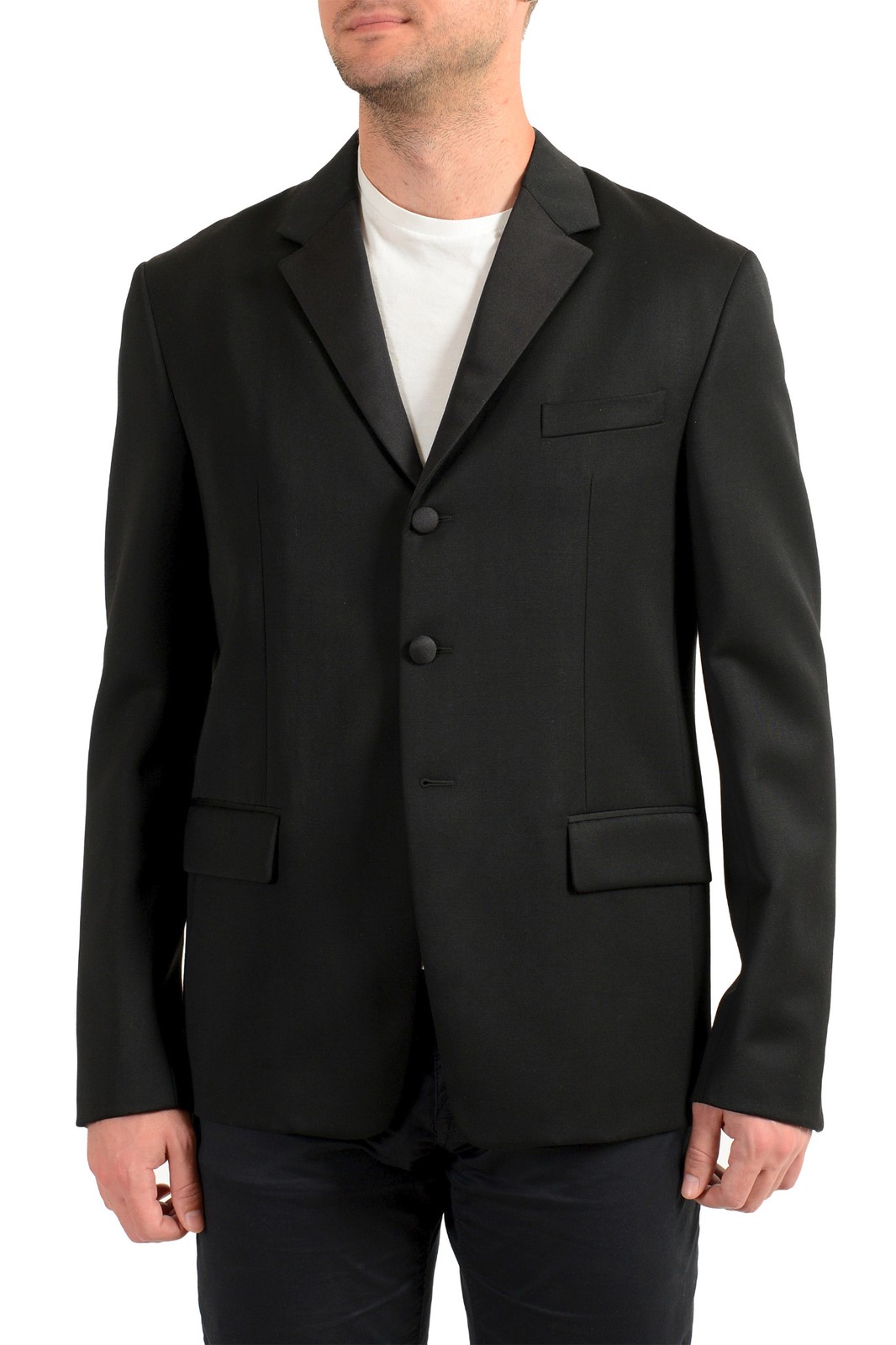 Мужское спортивное пальто-блейзер Prada из 100 шерсти черного цвета на трех пуговицах цена US 40R IT 50R 99990₽