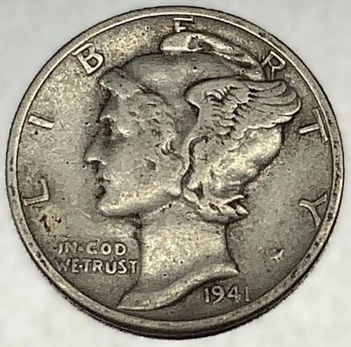 1941-P Mercury Dime 10c Good Circulated Condition 90% Silver US Coin - 3257