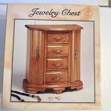 Mele Wooden Jewelry Organizer CHEST 2 DOORS 4 DRAWERS Brand New