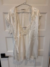 Linea Donatella Satin Bridal Set Robe  Nightgown XL Wedding White