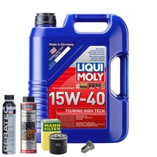 Motoröl 15W40 LIQUI MOLY 5L+MANN Ölfilter+Spülung+Cera Tec+Ölablassschraube