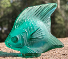LALIQUE Fish Figurine Frosted Crystal Art Glass Sculpture Signed