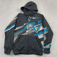 Fox Racing Jacket Mens M Black Blue Tech FX-180 Series Full Zip Hoodie 46306