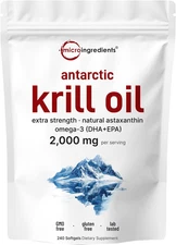 Micro Ingredients Antarctic Krill Oil Supplement, 2,000Mg per Serving, 240 Softg