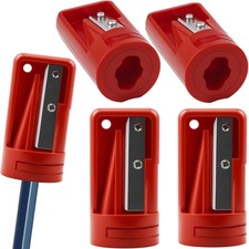 4 Pack Carpenter Pencil Sharpener, Manual Contractor Red