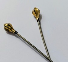Pair Antique Hair Pins marked Solid Gold Head Victorian/Edwardian Era 6" long
