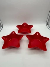 Set of 3 Patriotic Red Star Shaped Melamine Snack Serving Bowls 8"