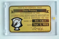 Elvis Presley 1974 8th Degree Black Belt ID Card Certificate Kang Rhee JSA