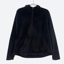 Kohl's Black Fluffy Quarter Zip Hoodie Sweatshirt