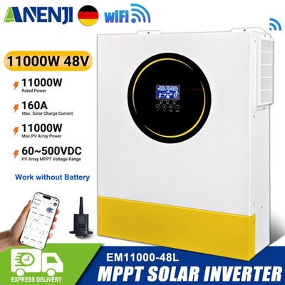 11KW 48V Hybrid Solar Inverter On-Off-Grid MPPT 100A 500V 230Vac WIFI Pure Sine