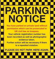 Private Parking Ticket Warning Sticker / Parking Notice - Waterproof