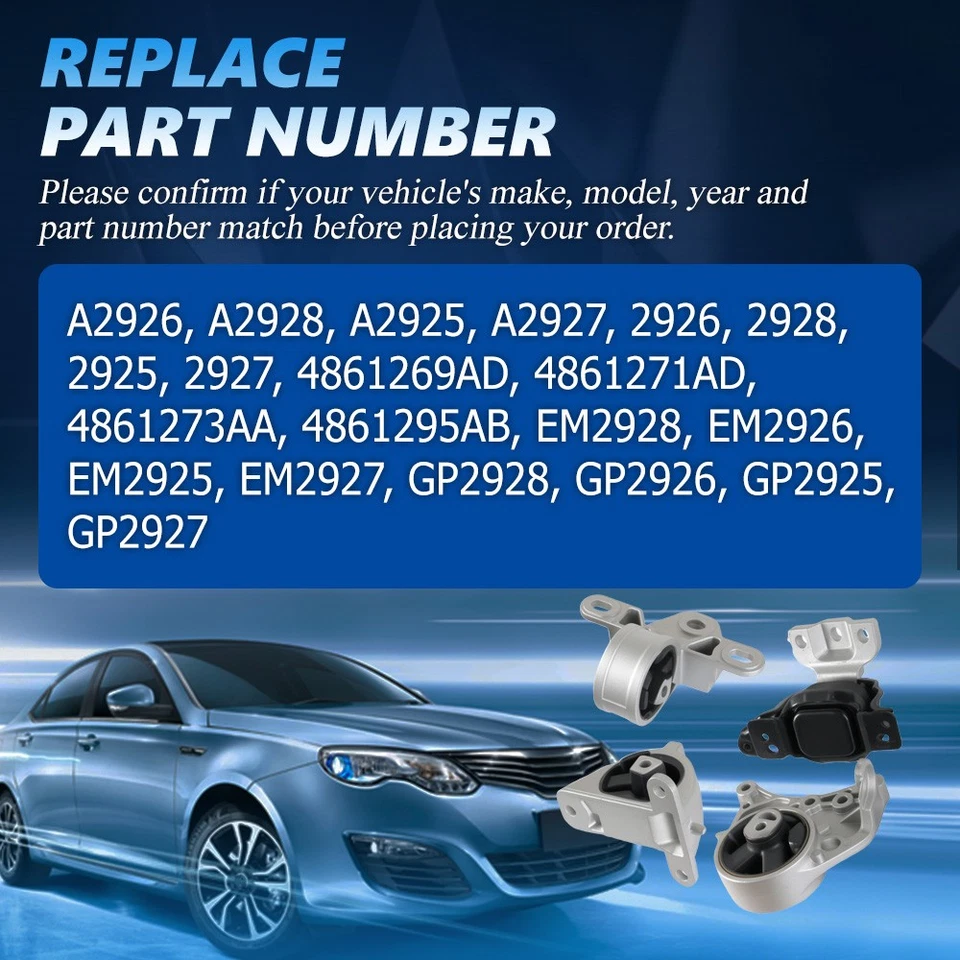 4PC Engine Motor & Trans Mount for 2001-2006 Chrysler Town & Country V6 3.3L - Image 3 of 4