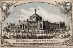 1876 - World's Fair Philadelphia Memorial Hall Exhibit Card Souvenir - XL2i