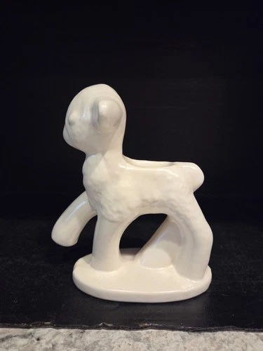 Vintage Haeger Pottery White Lamb Baby Nursery Planter Mid Century 6.25x5.75”
