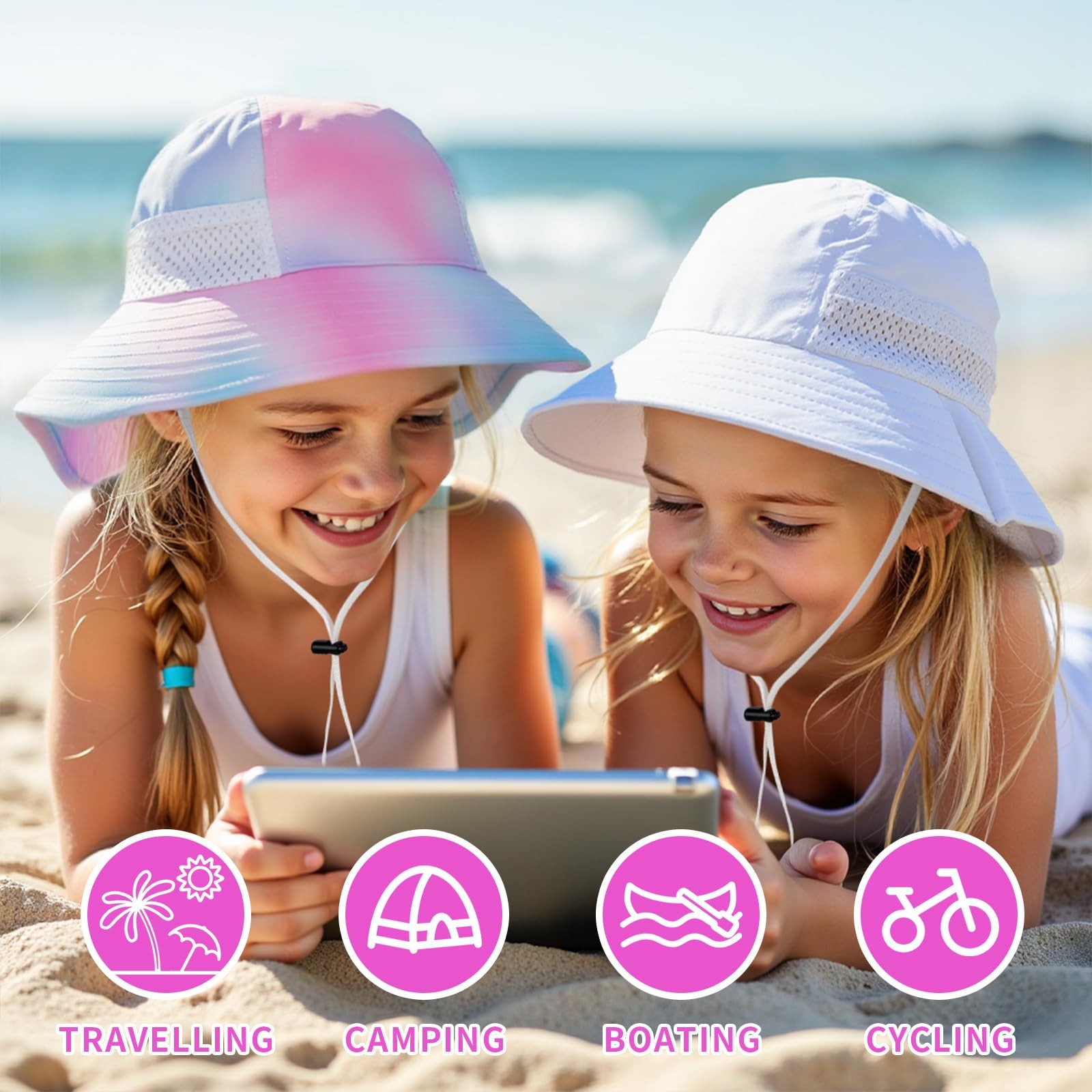 Toddler Baby Sun Hat Kids Summer UPF 50+ for Boys Girls Adjustable Beach Hats...