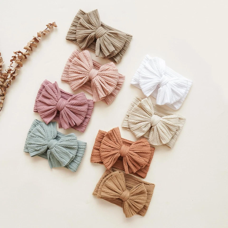 Paquete de 8 diademas de nailon suave para bebés lazos para el cabello para recién nacidos bebés niños pequeños Foto 4 de 4