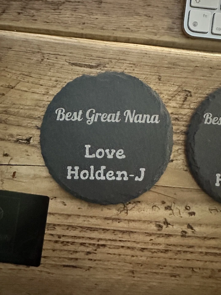 Personalised Engraved Square Slate Coaster - Any Engraving - Hand Finished in UK - Image 4 of 4