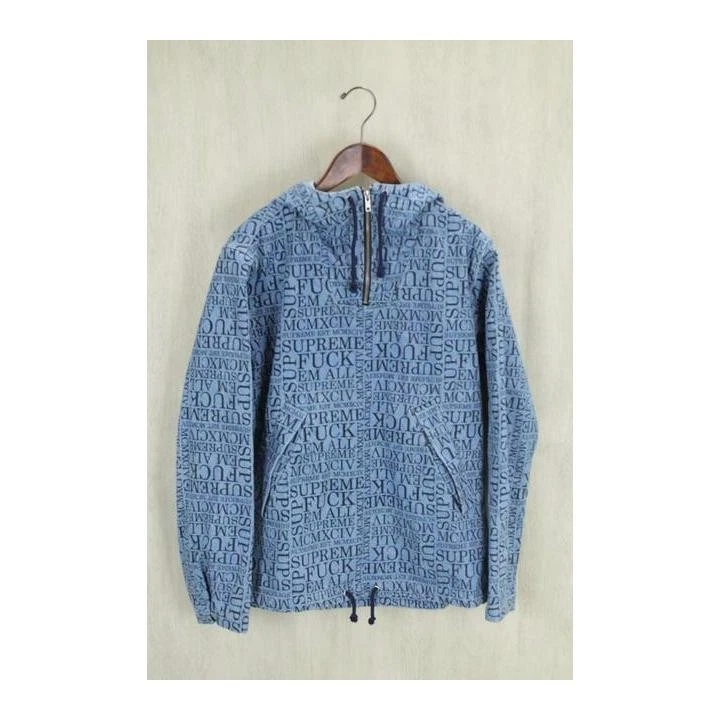 Sweat à capuche Supreme 15SS All Over Denim Indigo, streetwear, occasion